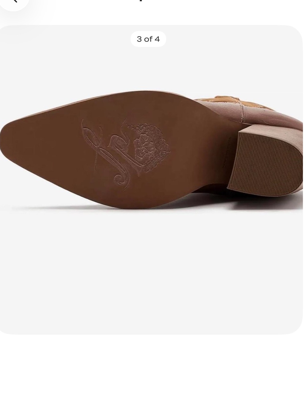 Free People Two-Tone Brown/Tan Western Block Heel Boot - Picture 3 of 4